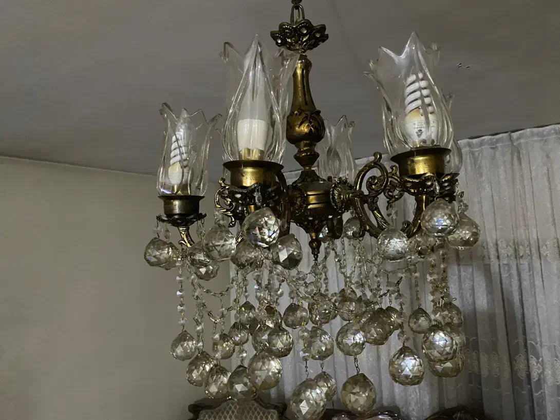 لوستر ۶شاخه برنجی|لوستر و چراغ آویز|قزوین, |دیوار