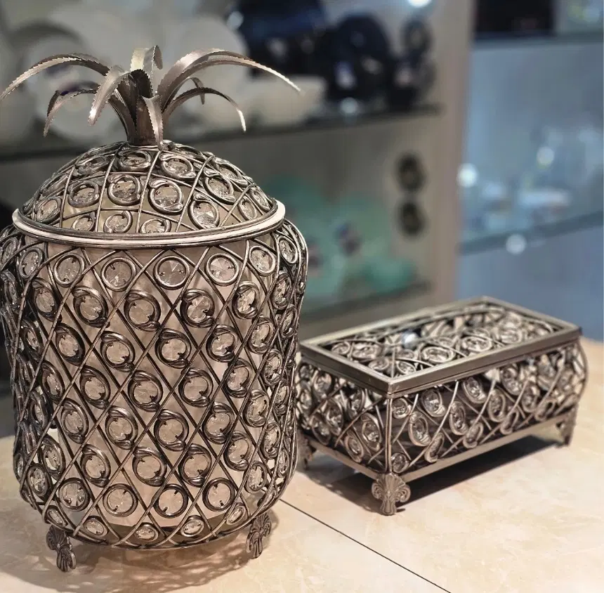 سطل وجای دستمال مدل نگین دار آناناسی|صنایع دستی و سایر لوازم تزئینی|تهران, شهران شمالی|دیوار