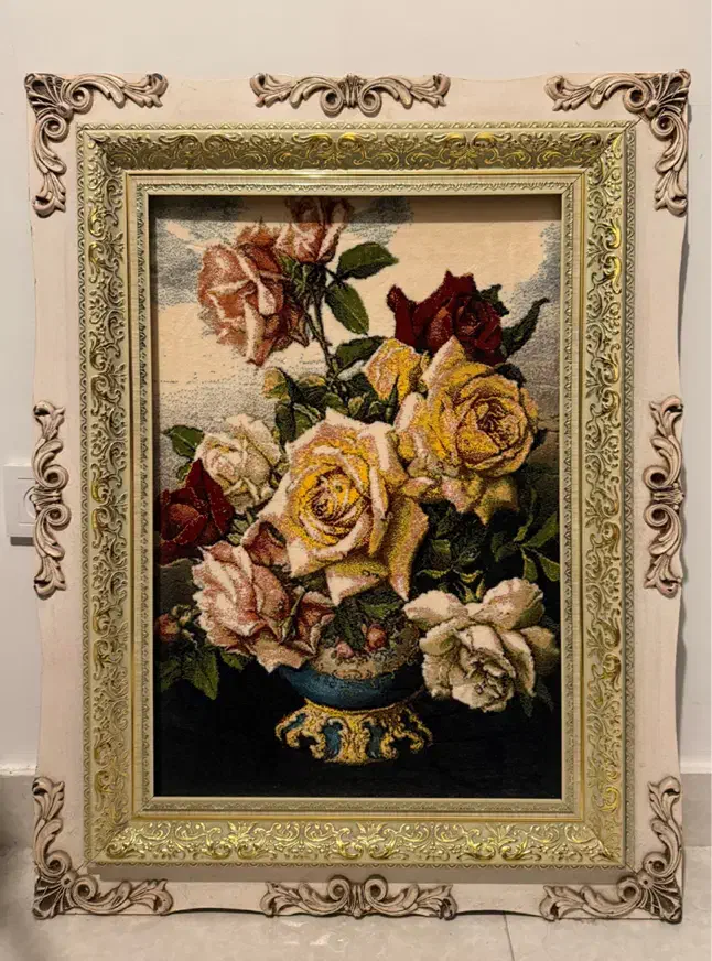 تابلو فرش طرح گل زیبا|تابلو فرش|رشت, بازار|دیوار