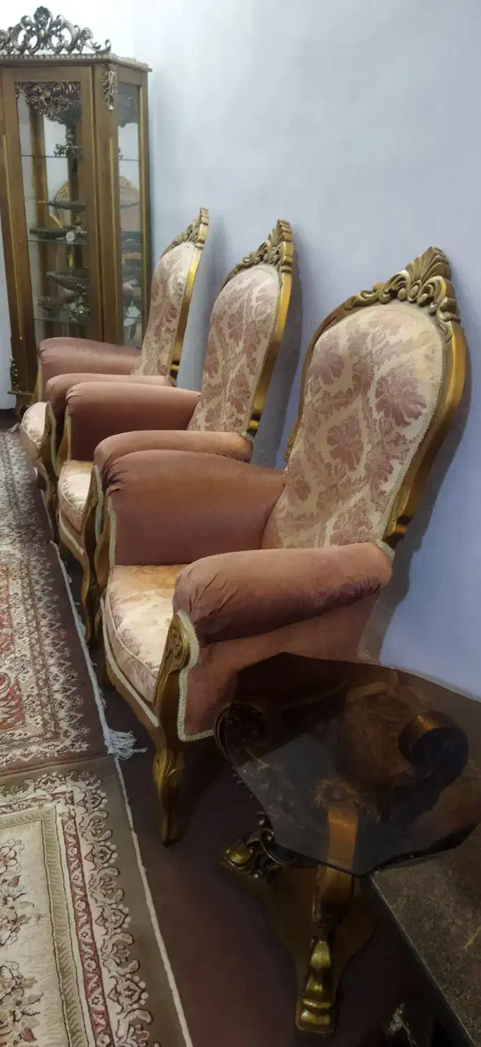 مبلمان سلطنتی 9نفره چوب|مبلمان خانگی و میز عسلی|شاندیز, |دیوار