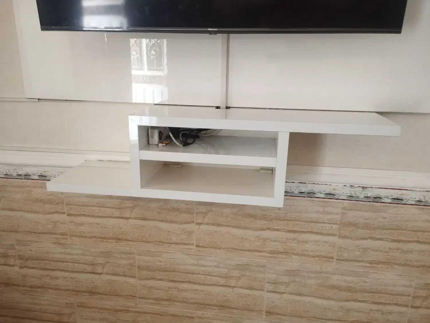 دکور تلویزیون mdf سفید براق|میز تلویزیون|برازجان, |دیوار