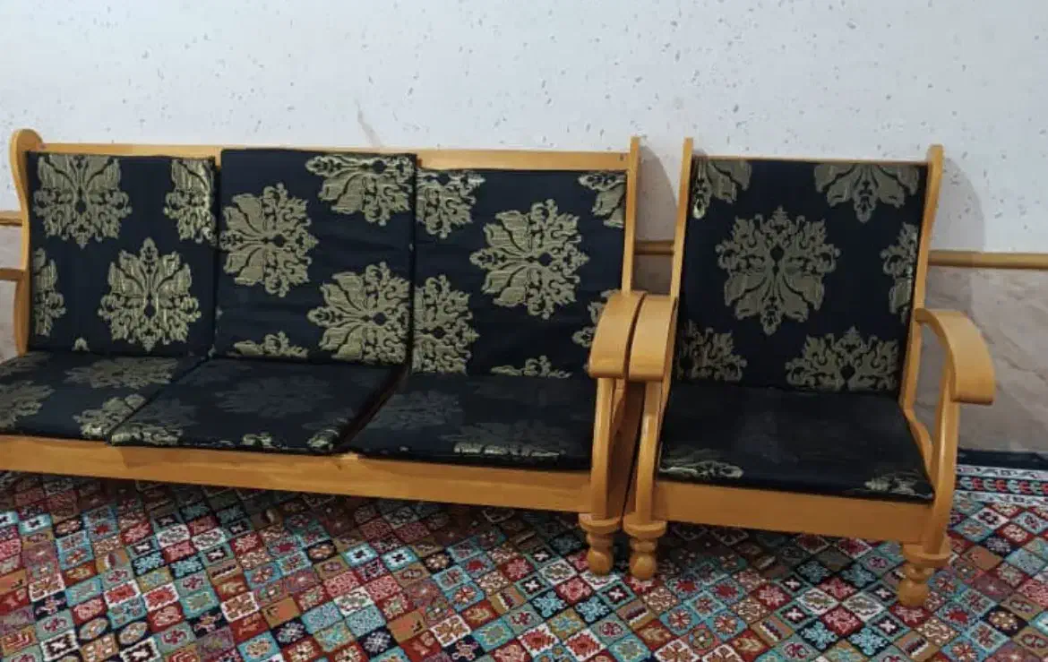 مبل تمام چوبی 7 نفره|مبلمان خانگی و میز عسلی|هرمز, |دیوار