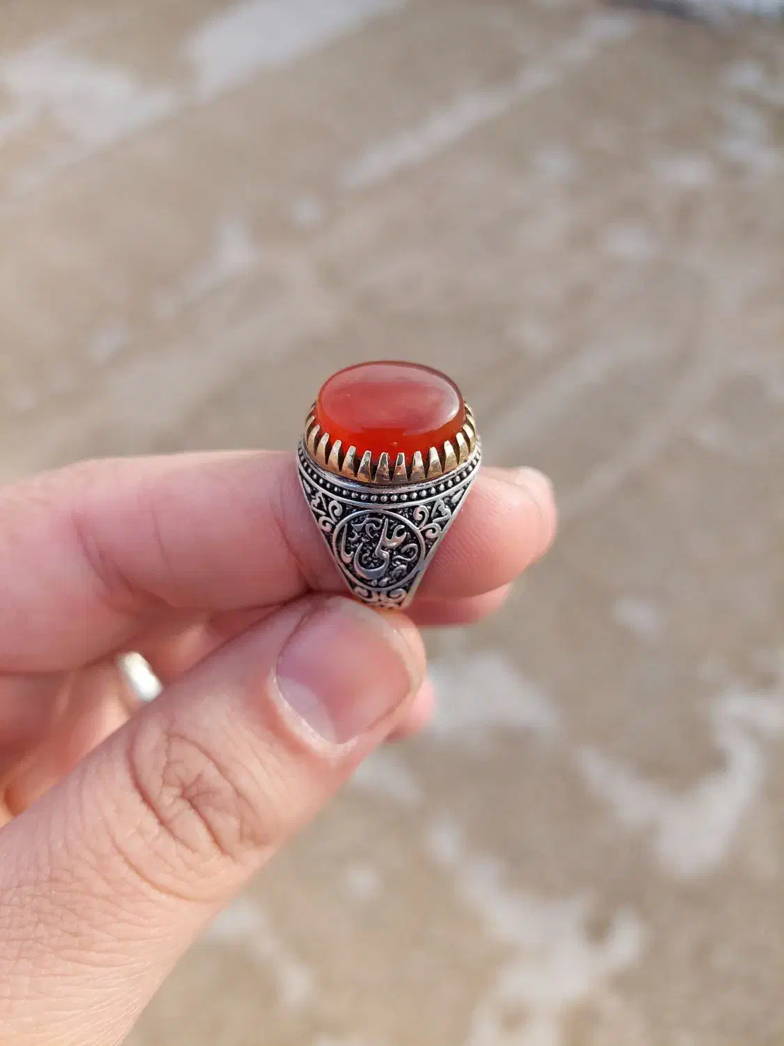 انگشتر عقیق یمنی و باباقوری|جواهرات|آران و بیدگل, |دیوار