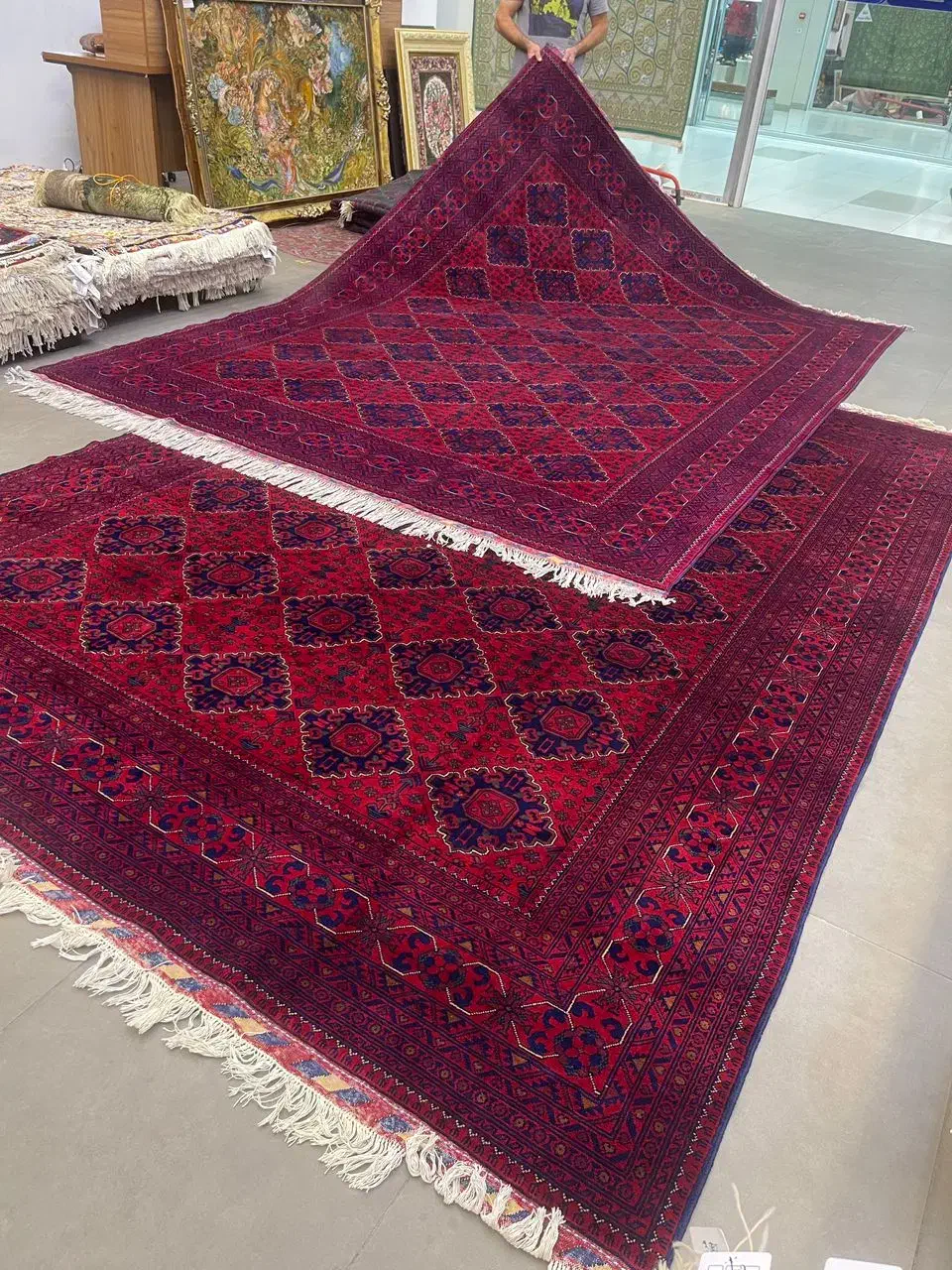 فرش دستباف (بساک)جفت ۹ متری کرک ریزباف|فرش|مشکین‌دشت, |دیوار