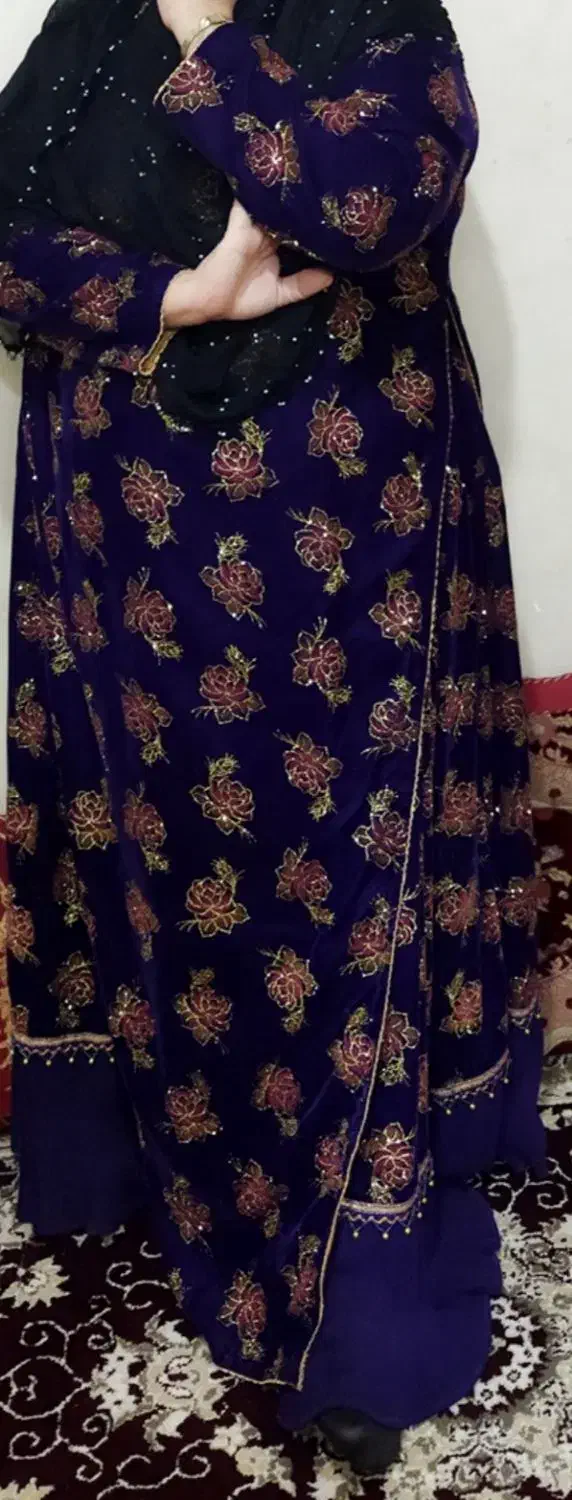 لباس مخمل گل برجسته گل زری مجلسی شیک|لباس|دهدشت, |دیوار