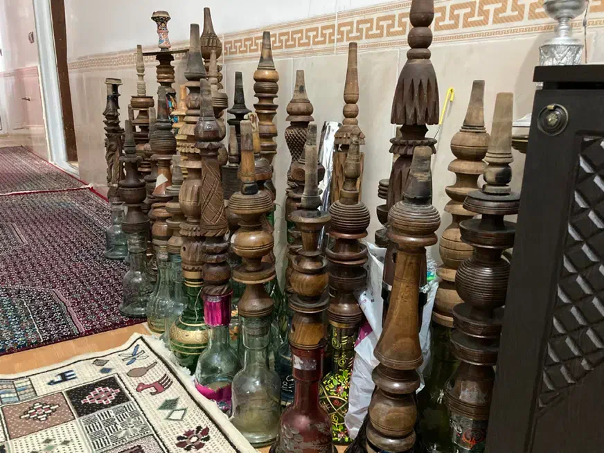 سلام وقت بخیر تعداد 32عدد قلیان همه از چوب گردو مو|صنایع دستی و سایر لوازم تزئینی|بانه, |دیوار