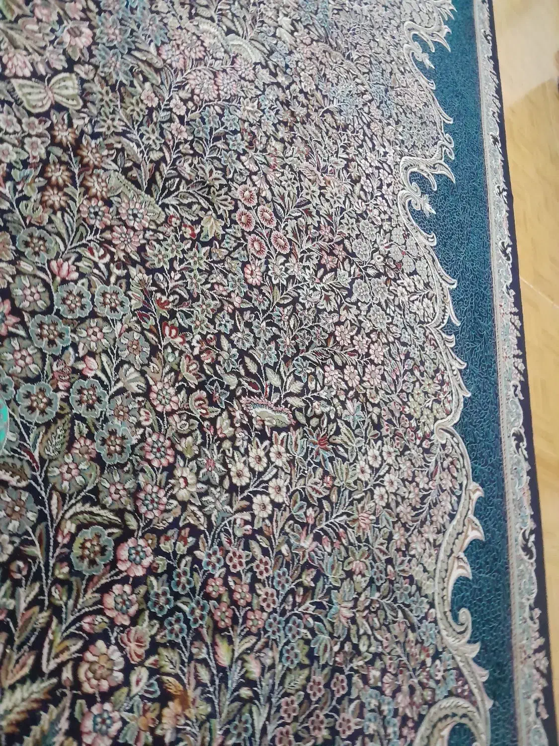 جفت قالی ماشینی طرح جنگلی در حد نو|فرش|ماهان, |دیوار