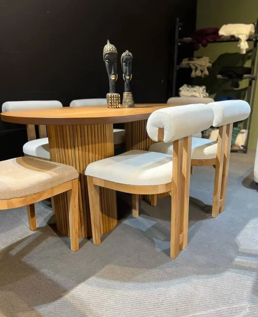 ناهار خوری غذا مینیمال چوبی کرم شهریار ۴ نفره ۶|میز و صندلی غذاخوری|رباط‌کریم, صبا باطری|دیوار