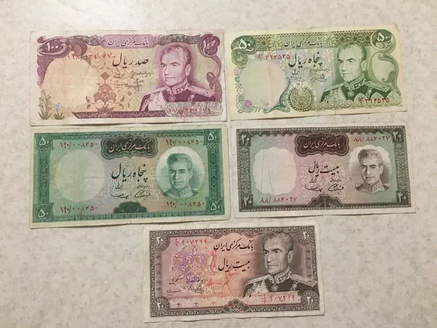 اسکناس کلکسیونی شاهی و خارجی|کلکسیون سکه، تمبر، اسکناس|شیراز, کوشک میدان|دیوار