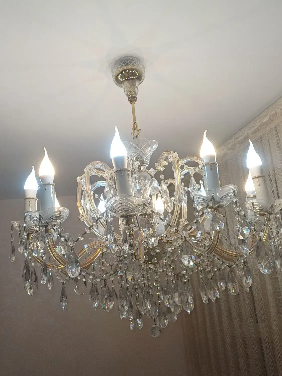 لوستر قدیمی ۱۰ شاخه ی بزرگ|لوستر و چراغ آویز|تبریز, |دیوار