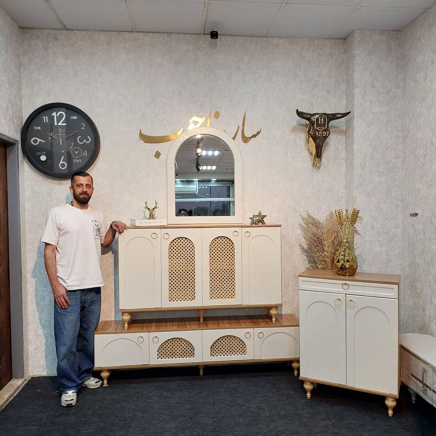 اینه و کنسول / وافل میز ۱۸۰ سانت/ ست کامل|بوفه، ویترین، کنسول|تهران, شهرک ولیعصر شمالی|دیوار