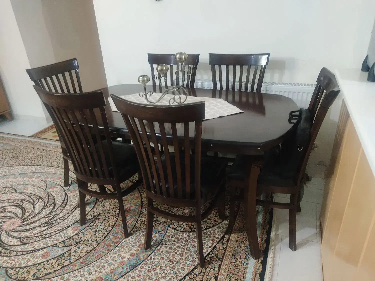 غذا خوری ۶ نفره تمام چوب شیک|میز و صندلی غذاخوری|فولادشهر, B4|دیوار