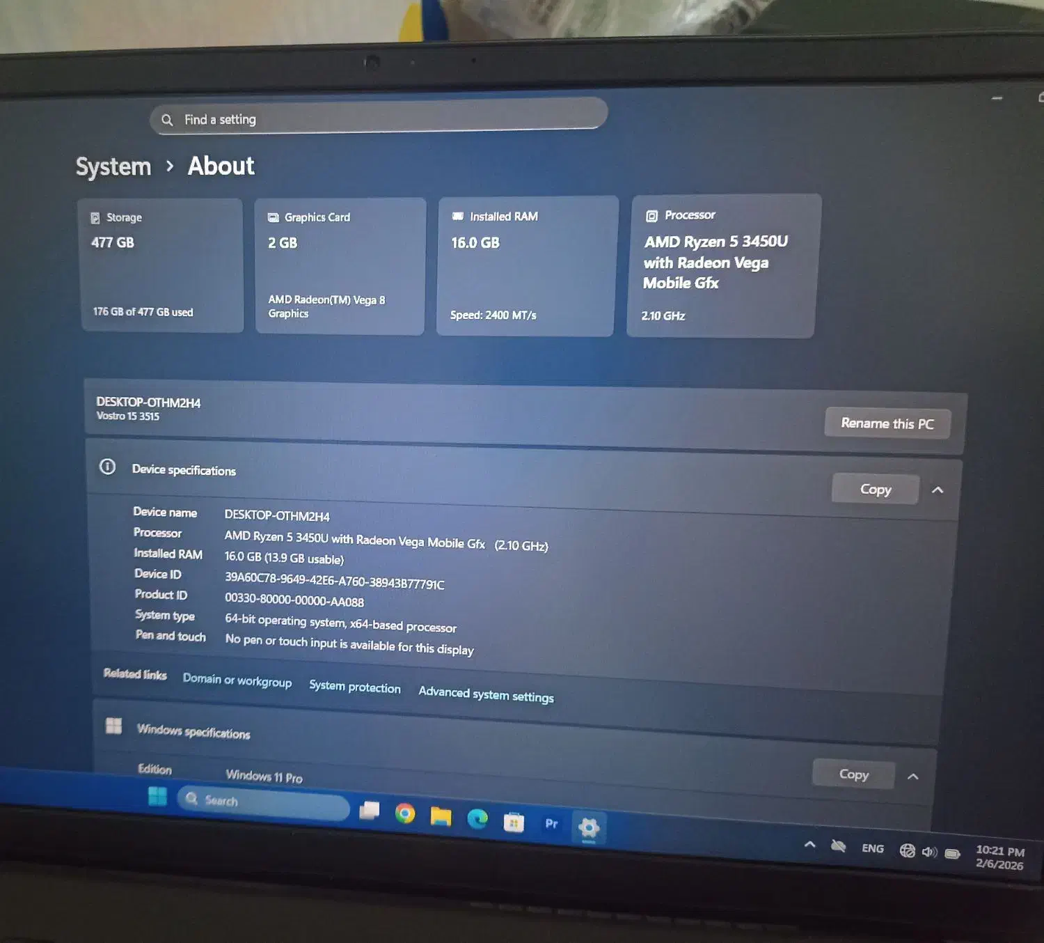 لپ تاپ Dell vostro3515|رایانه همراه|خواف, |دیوار