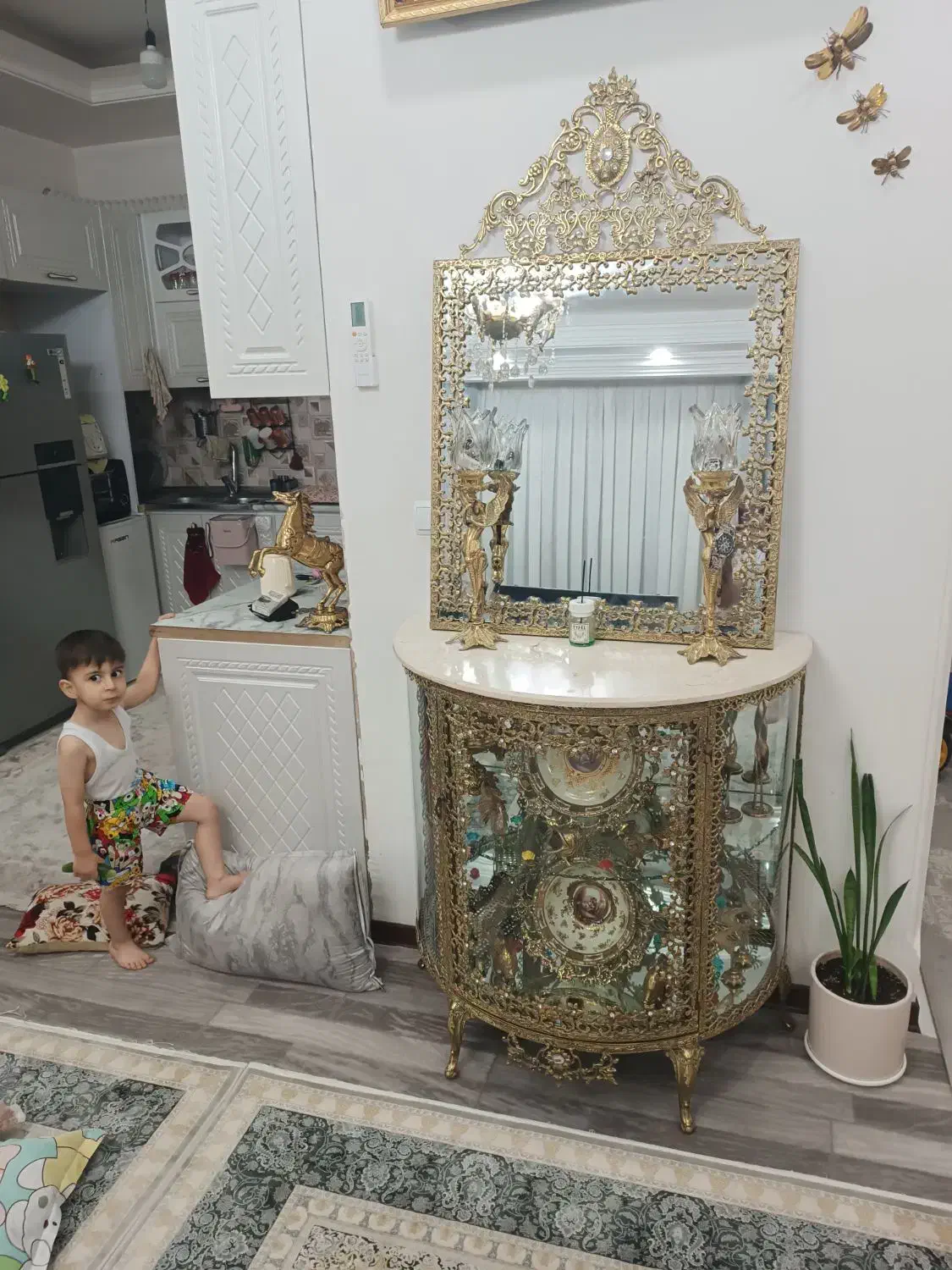 آینه شمعدان برنز|بوفه، ویترین، کنسول|نسیم‌شهر, |دیوار