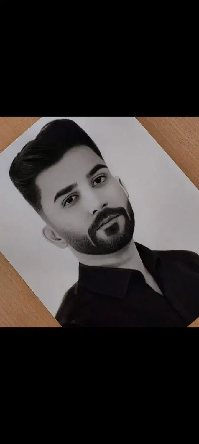 طراحی چهره سیاهقلم|تابلو، نقاشی، عکس|نیشابور, امین اسلامی|دیوار