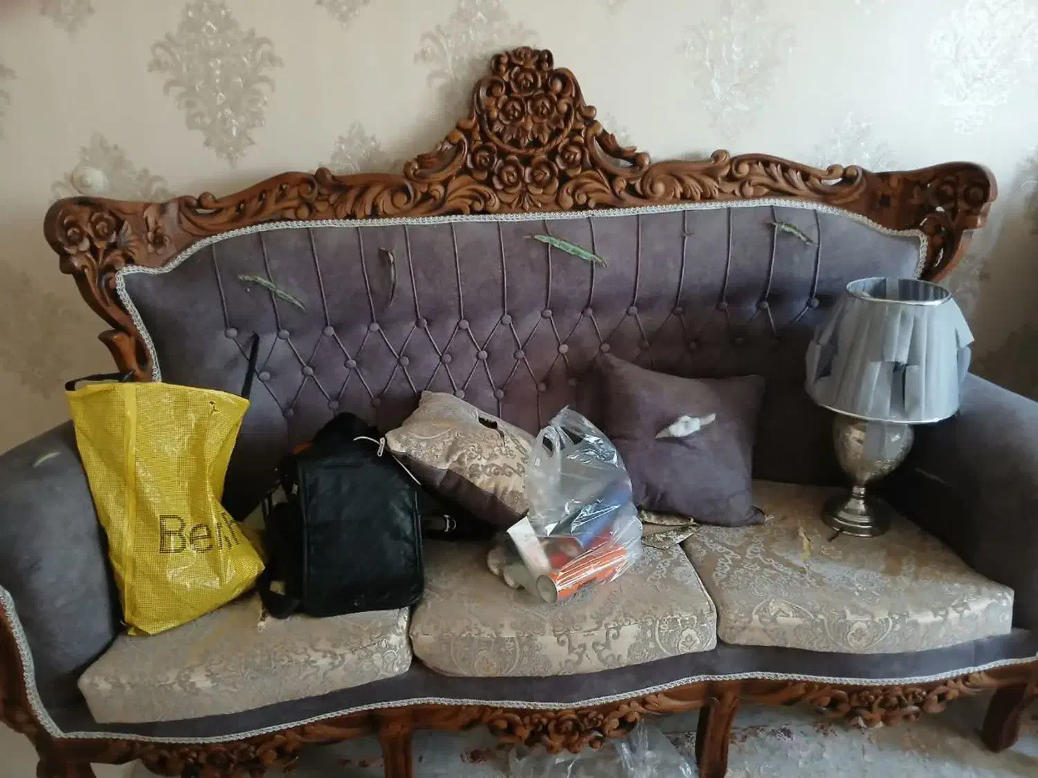 مبل ۷ نفره سلطنتی چوب راش اصل|مبلمان خانگی و میز عسلی|طارم, |دیوار