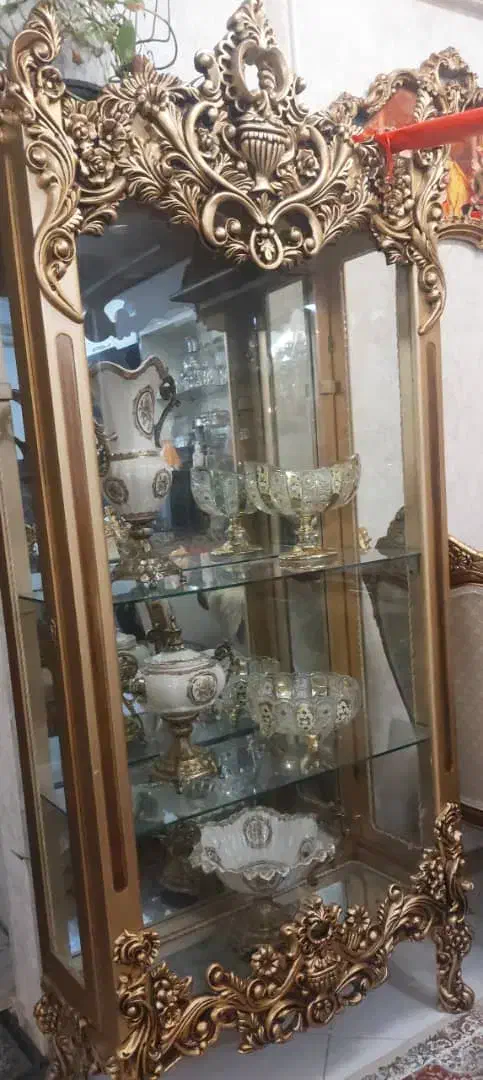 بوفه ۴طبقه چوبی طلایی|بوفه، ویترین، کنسول|تبریز, |دیوار