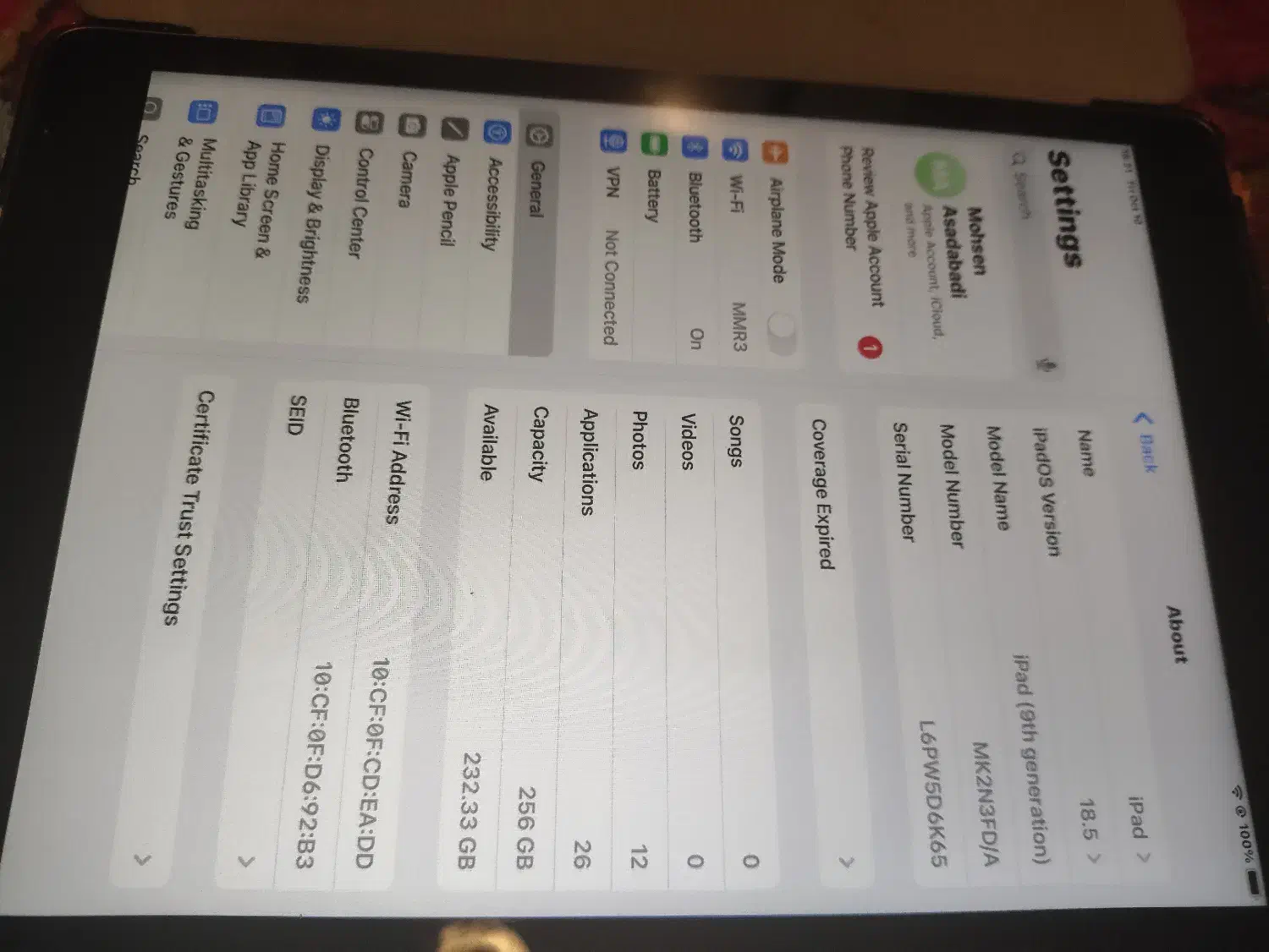 ipad آیپد ۹ نسل 9 سال ۲۰۲۱-۲۵۶ گیگابایت|تبلت|تهران, نیروی هوایی (پیروزی)|دیوار