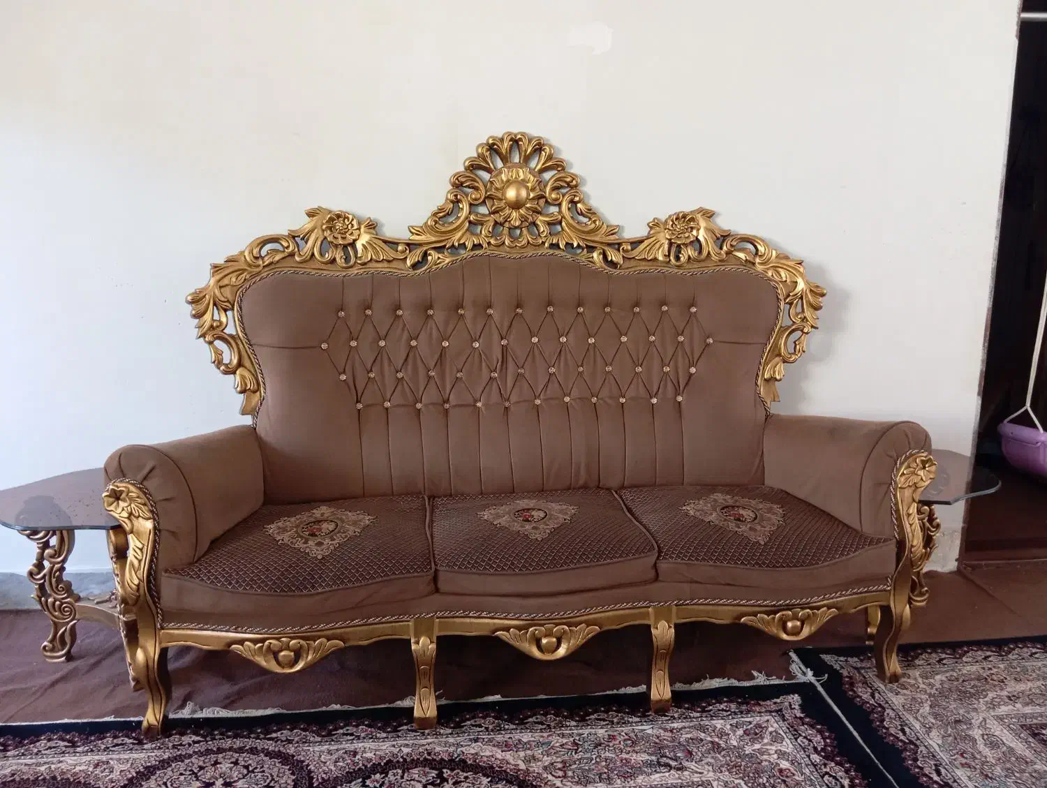 مبل سلطنتی9نفره|مبلمان خانگی و میز عسلی|ابریشم, |دیوار