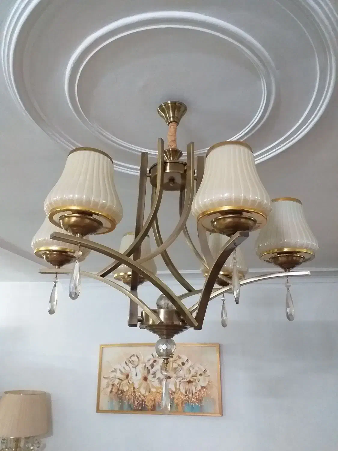 لوستر ۶ شاخه رنگ ثابت برنزی|لوستر و چراغ آویز|ری, ظهیرآباد|دیوار