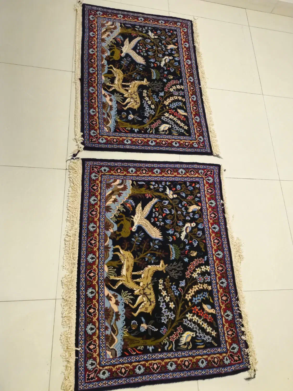 دو عدد قالیچه دستبافت کرک ریز کاشان|فرش|تهران, مجیدیه|دیوار