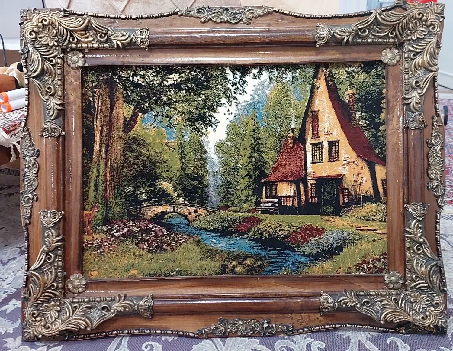 تابلو فرش نفیس و چشمنواز، طرح خانه و منظره|تابلو فرش|رشت, پارک شهر|دیوار