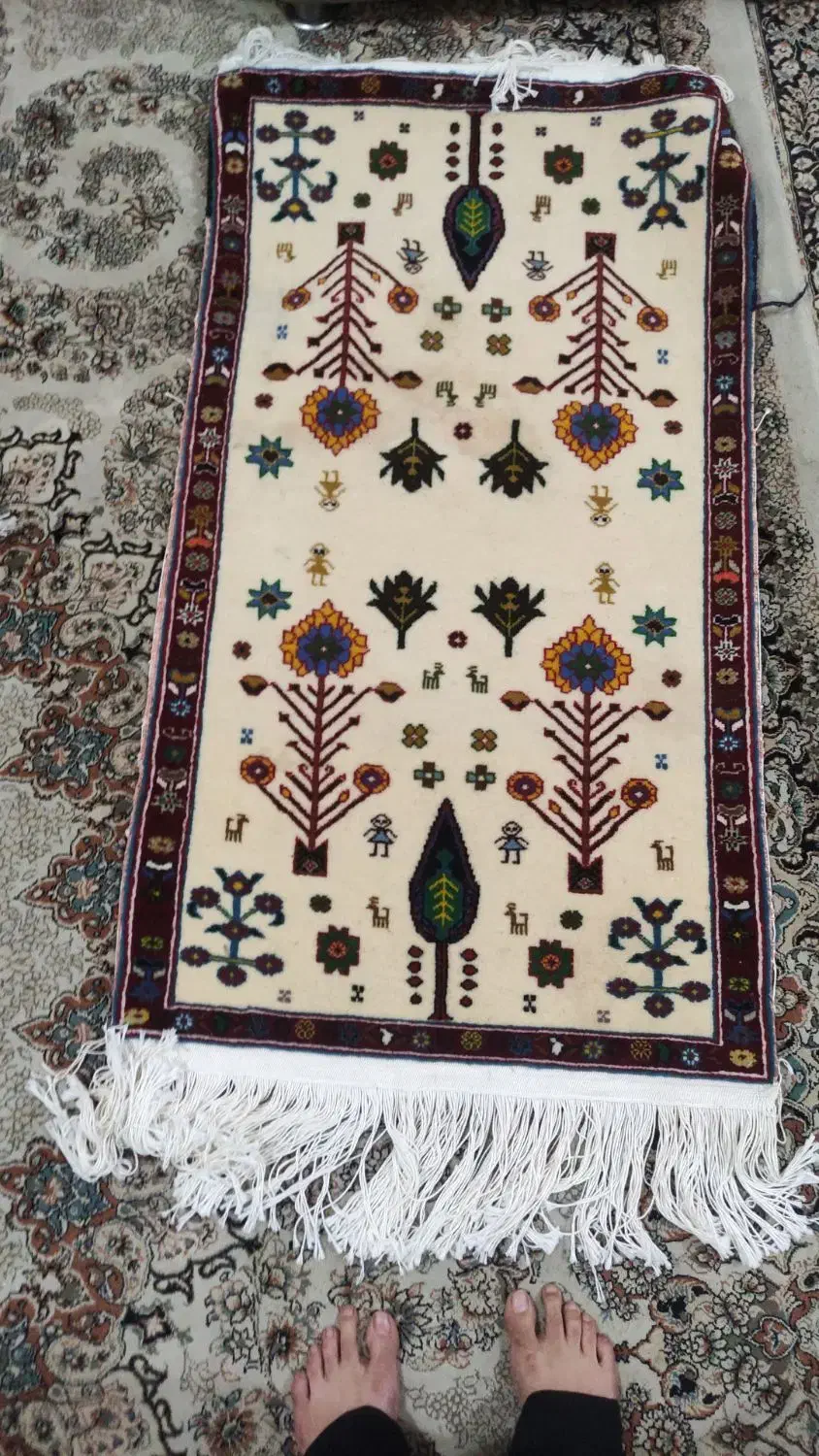 قالیچه دستبافت با بند مرینوس|فرش|خورموج, |دیوار