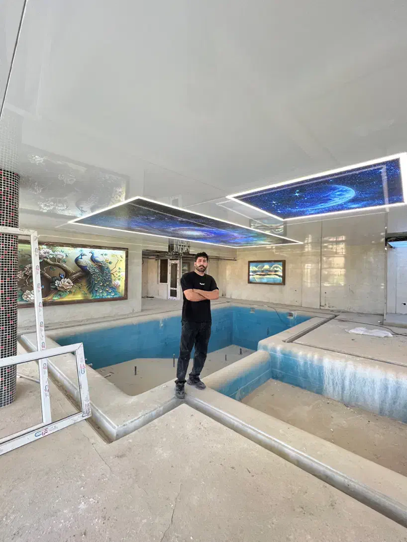 سقف کشسان-آسمان مجازی لاین نورپردازی استخر|مصالح و تجهیزات ساختمان|شیراز, زرهی|دیوار