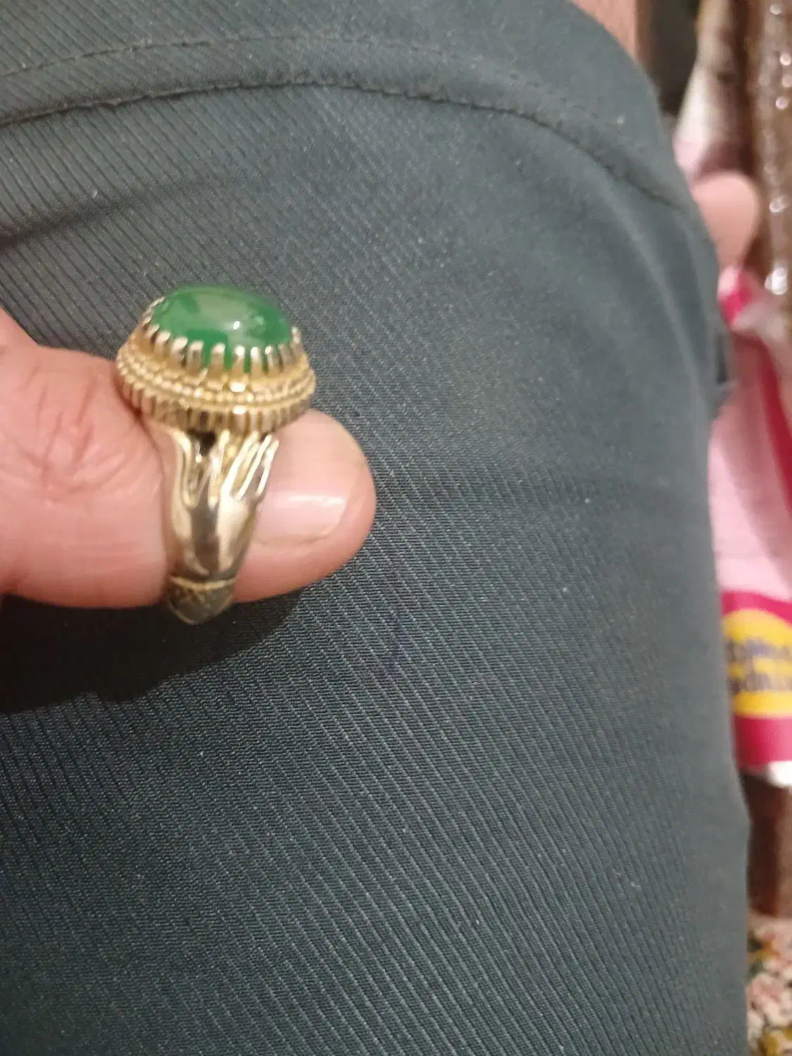 انگشتر نقره عقیق سبز خط دار|جواهرات|پیشوا, |دیوار