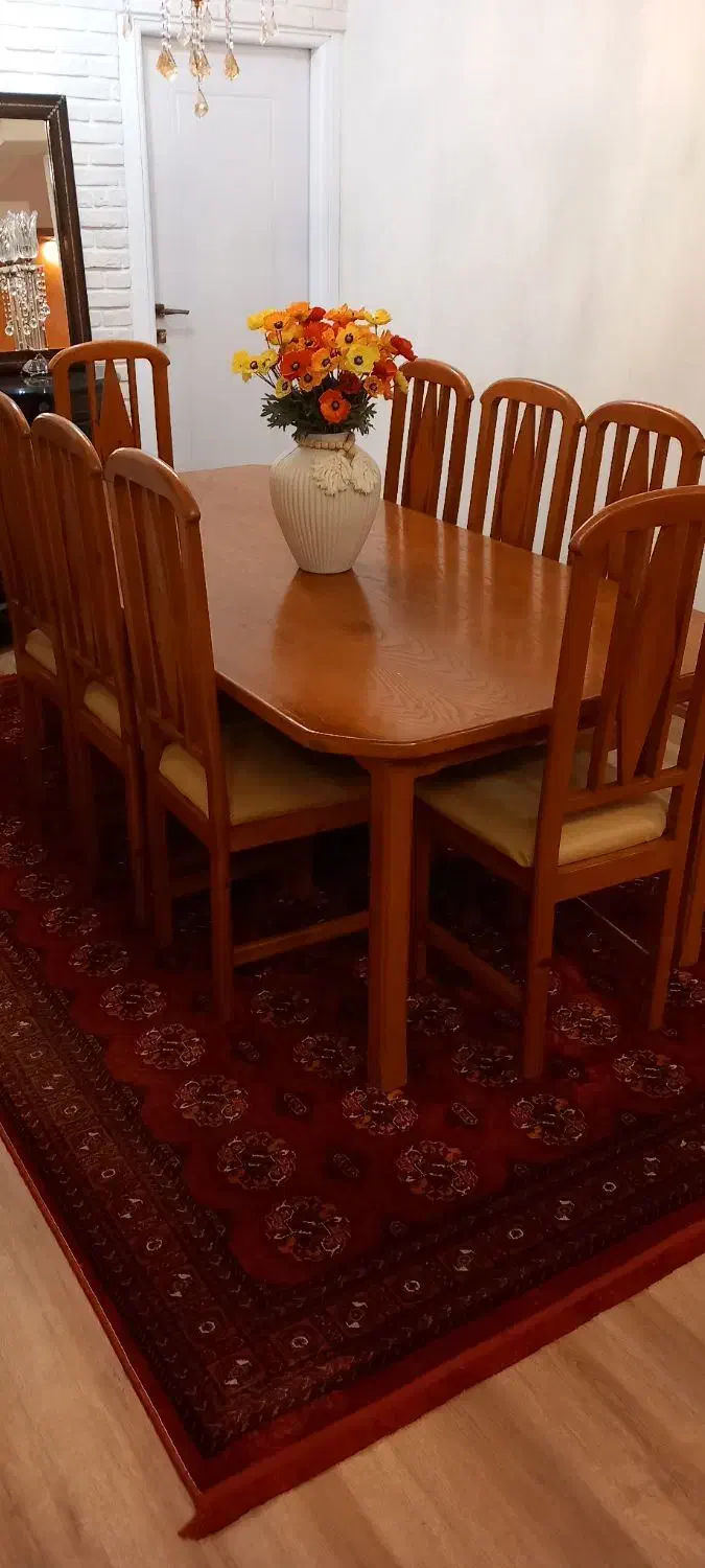 میز نهار خوری ۸ نفره تمام چوب|میز و صندلی غذاخوری|سنگر, |دیوار