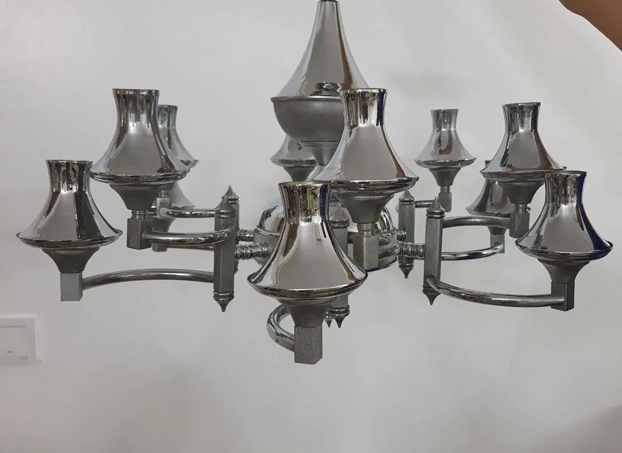 لوستر برنجی و استیل|لوستر و چراغ آویز|ری, منصوریه منگل|دیوار