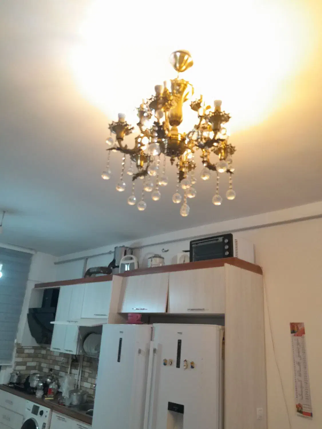 دوعددلوستربرنجی قدیمی سنگین|لوستر و چراغ آویز|تاکستان, |دیوار