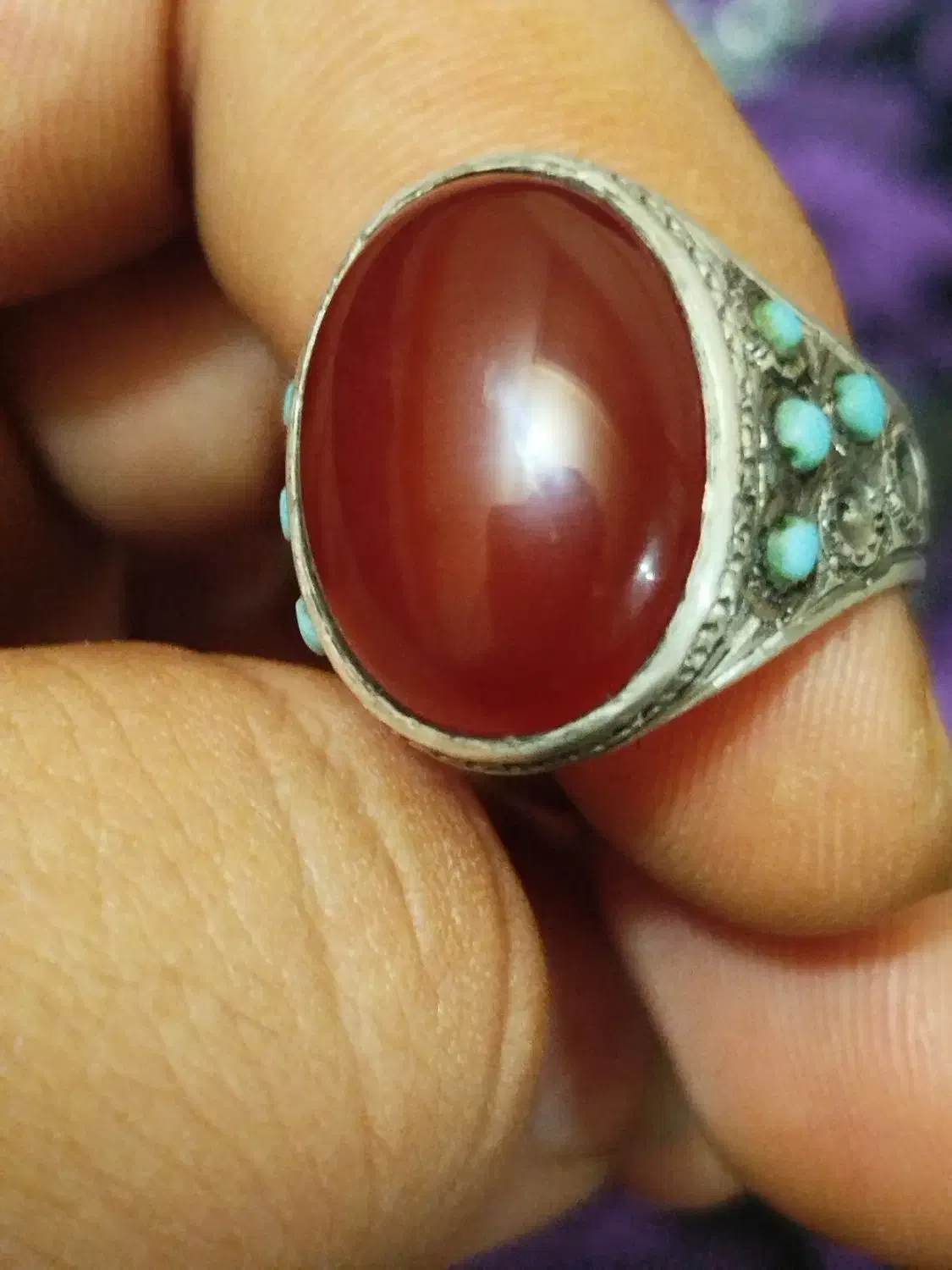 انگشتر نقره عیار ۹۰ عقیق یمن قدیمی|جواهرات|زرند, |دیوار