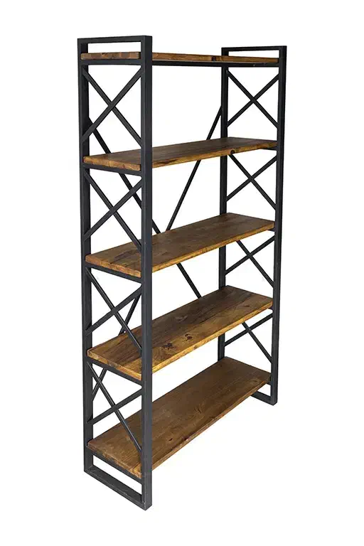 کتابخانه ۵ طبقه چوب و فلز|کتابخانه، شلف، قفسههای دیواری|کیش, |دیوار