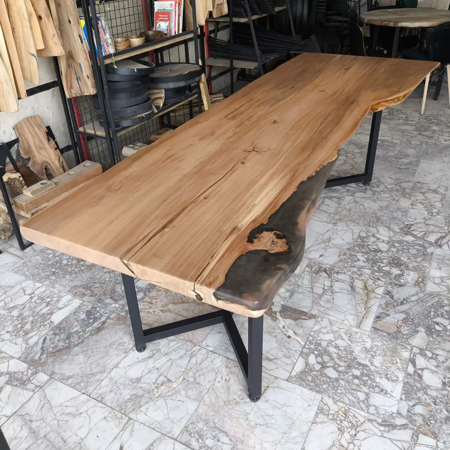 میز نهارخوری دوازده نفره روستیک چوب توسکا و فلز|میز و صندلی غذاخوری|تهران, شهرک شریفی|دیوار