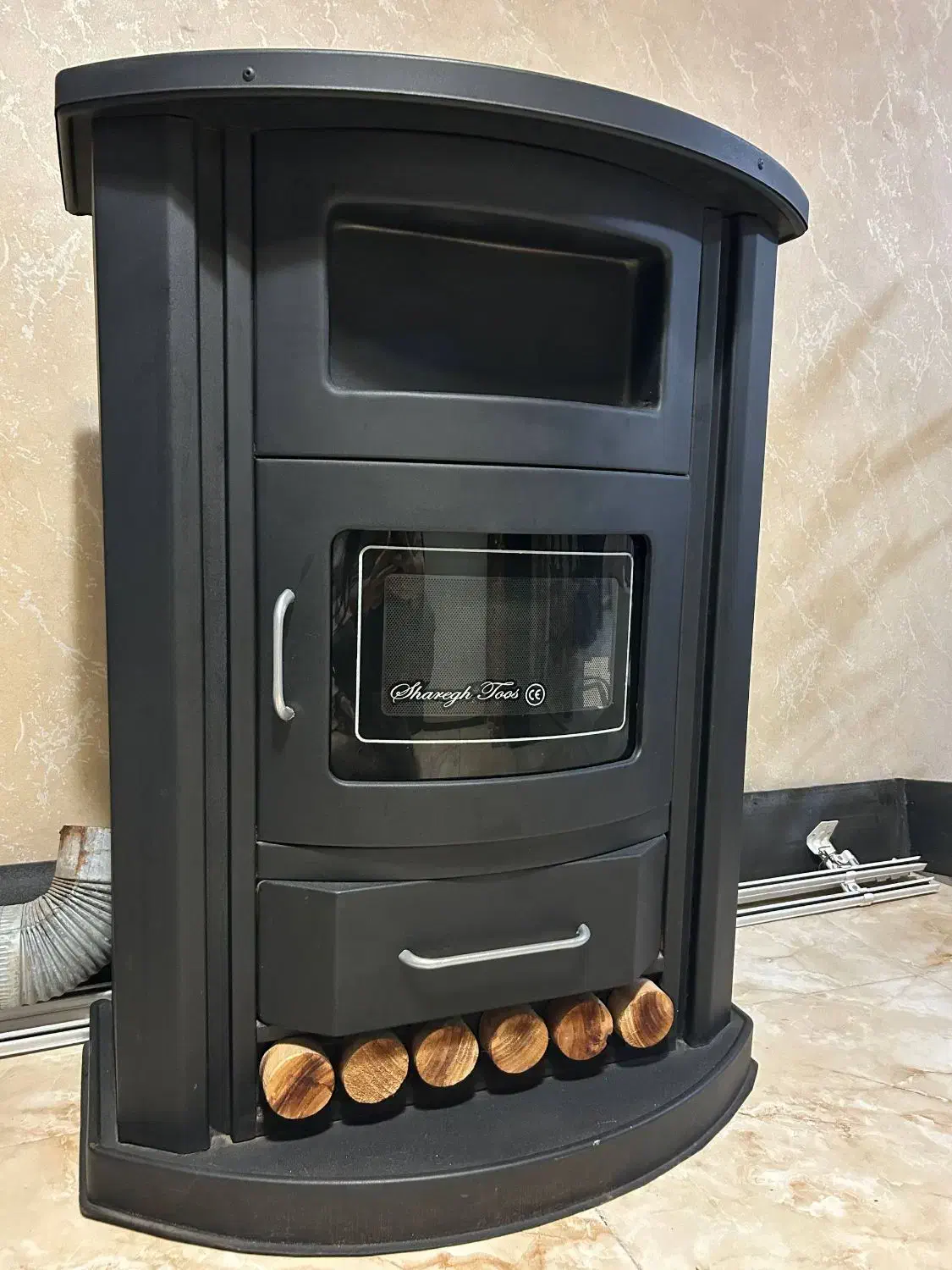 بخاری طرح شومینه|بخاری، هیتر، شومینه|رشت, کوی فکوری|دیوار