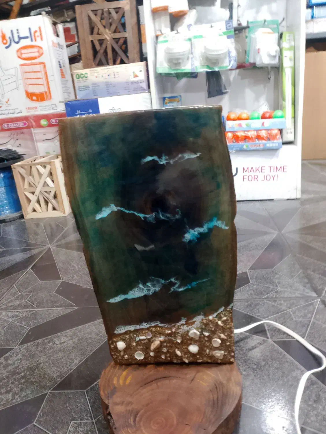 آباژور رزین طرح دریا|چراغ خواب و آباژور|کرمان, |دیوار