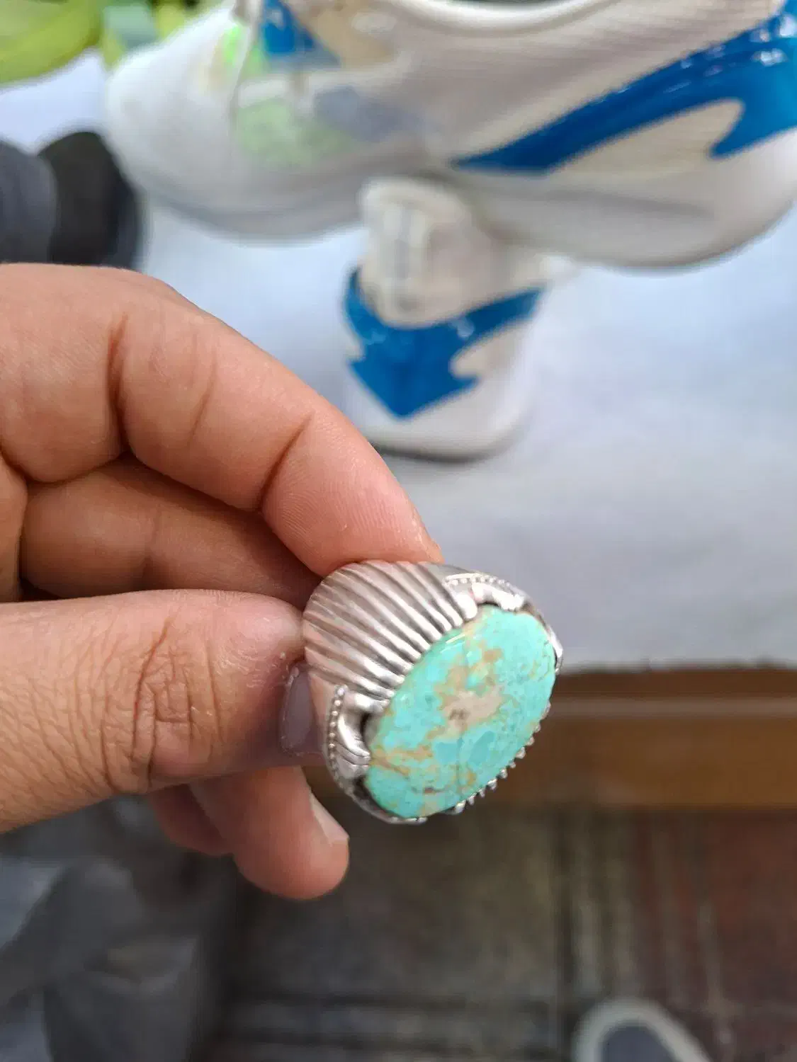 انگشتر فیروزه نقره عیار بالای ۹۲۵|جواهرات|اهواز, کمپلو شمالی|دیوار