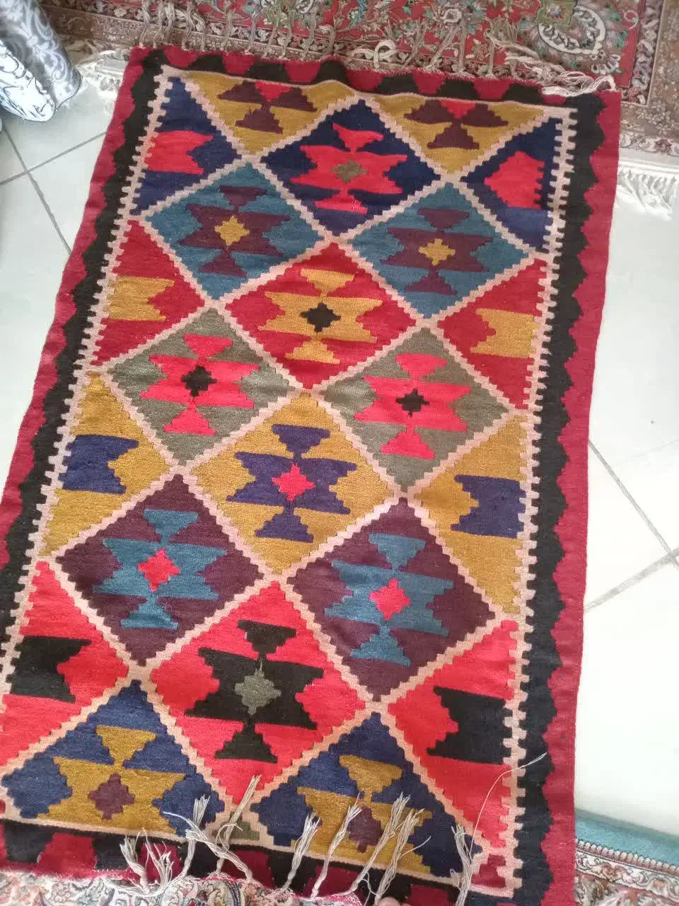 قالیچه|گلیم، جاجیم، گبه|اصفهان, لاله|دیوار