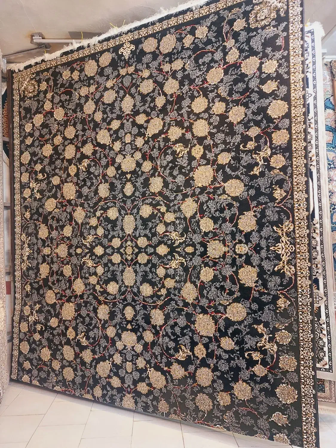 فرش۱۲متری نخ افشان مشگی طلا کوب ۸/۵۰۰ ت|فرش|مشهد, سیلو|دیوار