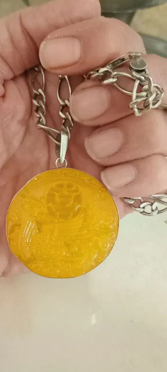 گردنی کهربا ۱۰۰ درصد اصلی نقره فیگارو اصل|کلکسیون اشیاء عتیقه|ورامین, ورامین|دیوار