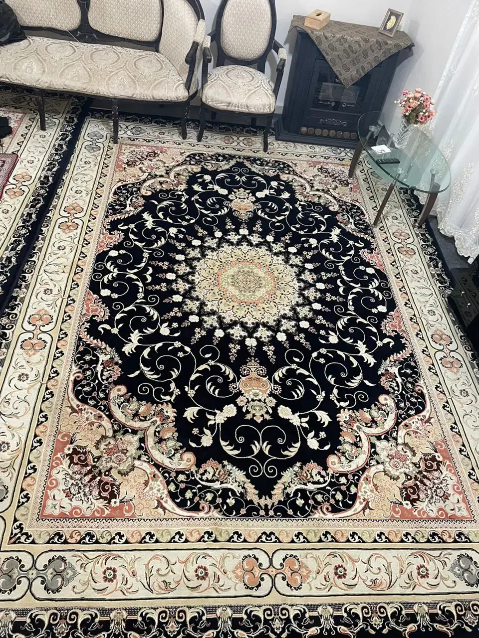 فرش ۱۲ متری زمینه سرمه ای|فرش|ورامین, ورامین|دیوار