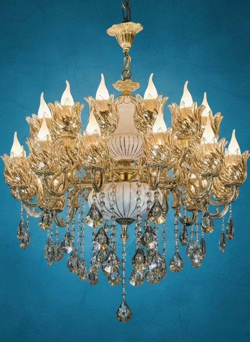 لوستر سرامیک 16 شعله/تعویض لوستر کهنه با نو|لوستر و چراغ آویز|تهران, نعمتآباد|دیوار