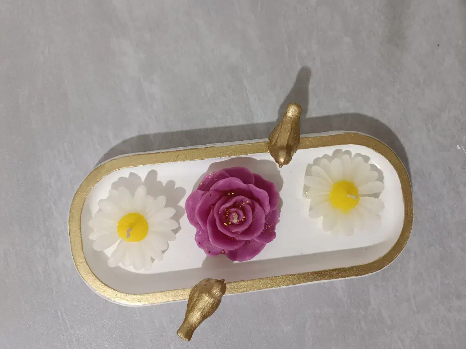 پک سه تایی شمع همراه با سینی ۵۰|صنایع دستی و سایر لوازم تزئینی|بیرجند, |دیوار