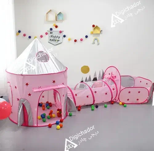 چادر بازی کودک تونلدار ۳ تیکه موشکی صورتی وارداتی|اسباب‌‌بازی|تهران, چیتگر شمالی|دیوار