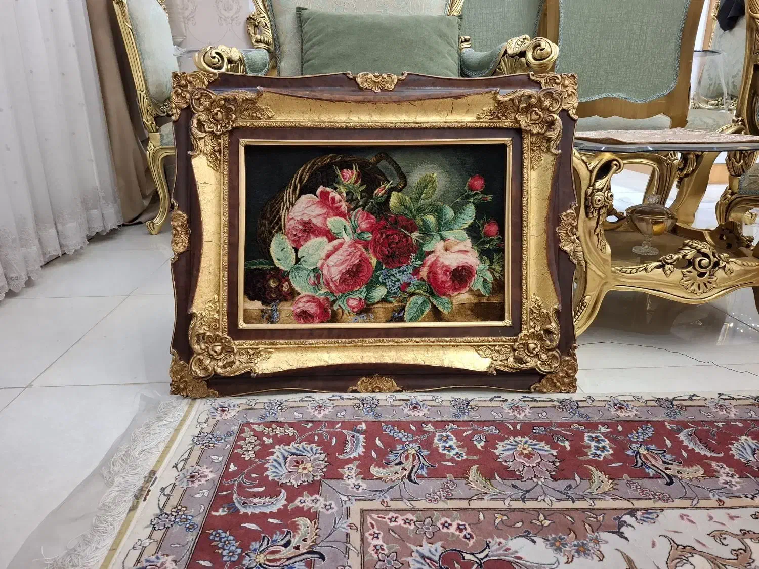 تابلوفرش دستباف چله ابریشم|تابلو فرش|پاکدشت, پاکدشت (مامازند)|دیوار