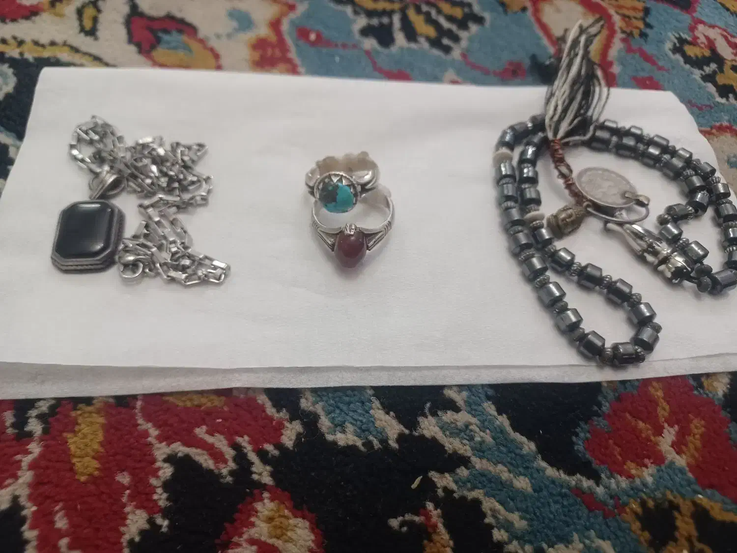 انگشتر نقره و تسبیح و گرونی|جواهرات|ملایر, |دیوار