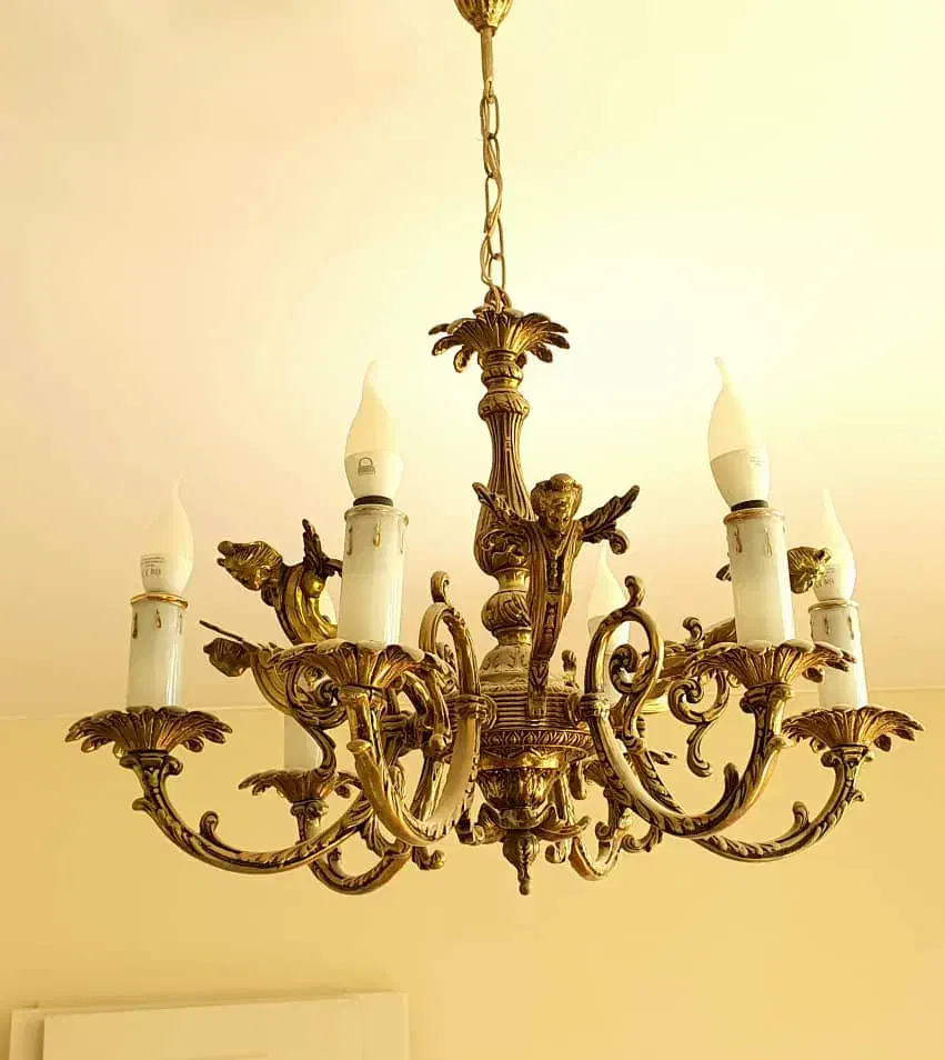 لوسترازنوع برنج ۶شاخه|لوستر و چراغ آویز|شیراز, قدوسی غربی|دیوار