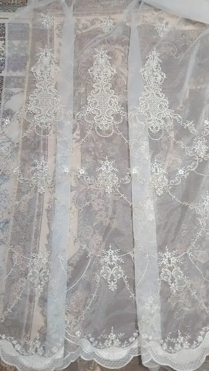 پرده تور پنل پلیسه دستک مخمل سورمه ای و یاسی ۳۲۰c|پرده، رانر، رومیزی|مشهد, شهرک بهارستان|دیوار