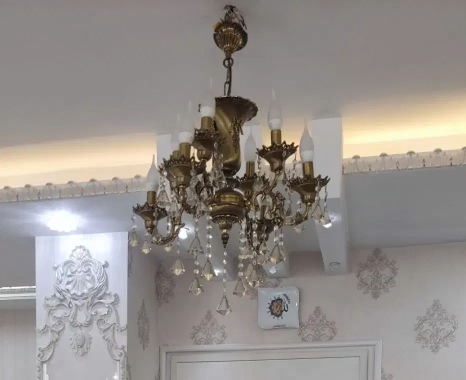 دوعدد لوستر برنزی اصل|لوستر و چراغ آویز|اردبیل, |دیوار